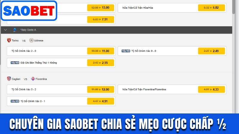 KÈO CHẤP ½ - HƯỚNG DẪN CÁCH ĐỌC VÀ MẸO ĐẶT CƯỢC HIỆU QUẢ 8 CHUYÊN GIA SAOBET CHIA SẺ MẸO THẮNG CƯỢC CHẤP 1/2