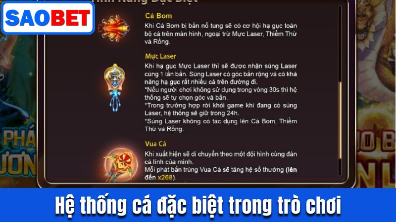BẮN CÁ VIP SAOBET | SĂN HŨ RỒNG GIÁ TRỊ THƯỞNG CỰC KHỦNG 10 HỆ THỐNG CÁ ĐẶC BIỆT TRONG BẮN CÁ VIP SAOBET