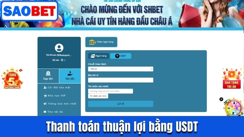 RÚT TIỀN SAOBET - QUY TRÌNH CHI TIẾT GIAO DỊCH DỄ DÀNG 5 THANH TOÁN THUẬN LỢI BẰNG USDT